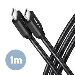Кабель AXAGON BUCM3-CM10AB USB-C-USB-C 3.2 Gen 1 1m, PD 60W, 3A, чорний (BUCM3-CM10AB)
