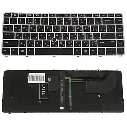 Клавіатура для ноутбука HP (EliteBook: 840 G3) rus, silver frame, підсвічування клавіш, з джойстиком (оригінал)