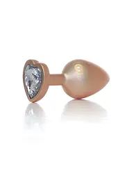 Анальна металева пробка Plug-Jewellery Pearl Gold Heart PLUG- Clear M Boss Series 64-00136 100344