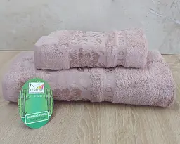 Набір турецьких бамбукових махрових рушників Cestepe 50х90+70х140 Bamboo Cicek Gulkurusu