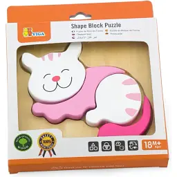 Дерев'яний міні-пазл Viga Toys Котик (59930) - мініатюра 2