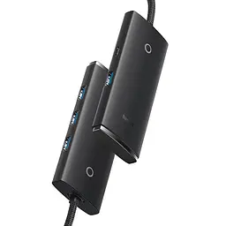 USB-Хаб Baseus Lite Series 4-Port Type-C HUB Adapter (Type-C to USB 3.0*4) 25cm Black (WKQX030301) - мініатюра 3