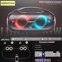 Портативна Bluetooth-колонка Hopestar A50 Party Black - мініатюра 5