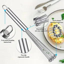 Вінчик кульковий з нержавіючої сталі 26 см, Kitchen Master Сріблястий 87353 - мініатюра 8