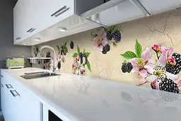 Кухонний фартух самоклеючий Ожина сині ягоди для кухні наклейка бежевий 60х300 см Happy Pocket Z180369 - мініатюра 2