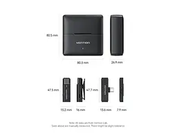 Мікрофонна радіосистема для смартфона Vention USB-C 2-Pack Wireless Lavalier with Charging Case (NCAB0) - мініатюра 3