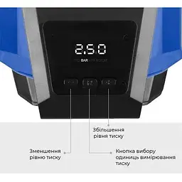 Автокомпресор Gemix Model G black/blue поршневий з сумкою цифровий манометр функція Autostop ліхтарик 35 л/хв - мініатюра 3