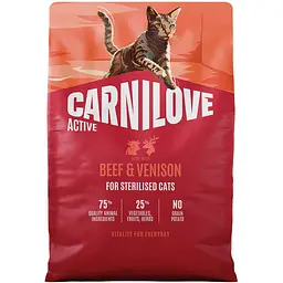 Сухий корм для стерилізованих котів Carnilove Active Beef & Venison Sterilised яловичина та оленина 2 кг