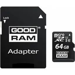 Карта пам'яті microSDXC, 64Gb, Goodram M1AA, Class10 UHS-I U1, SD адаптер, до 100/10 МБ/с (M1AA-0640R12)