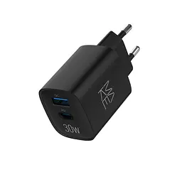 Зарядний пристрій мережевий MAKE 30W GaN3 Type-C PD3.0 + USB QC3.0 Black - мініатюра 3