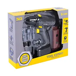 Дитячий набір інструментів Tool Expert з дрилем що крутиться і видає звуки для маленького майстра Сірий