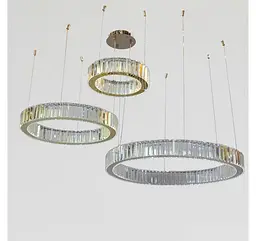 Світлодіодна люстра підвісна Artlight 510578/30+50+70GD з трьома кільцями, 103 Вт, золото - мініатюра 2