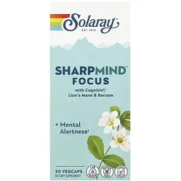Ноотропи для концентрації уваги Solaray SharpMind Nootropics Focus 30 веганських капсул - мініатюра 2