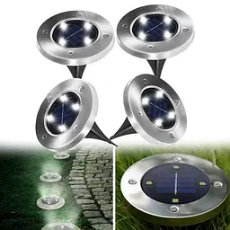 Комплект вуличних світильників на сонячній батареї Solar Disk 8led-dm8 садові ліхтарі 4 шт. Сірий - мініатюра 2