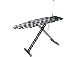 Дошка прасувальна EUROHOME GLIDE-X 43x125см моноблок з розеткою та тримачем дроту праски смуги чорно-сірі