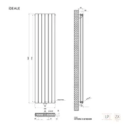 Радіатор дизайнерський Ideale Vittoria 12 6/1800/408 антрацит, Антрацит - мініатюра 2