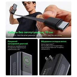 Повербанк 20000mAh Choetech B1012 Grey 100W з EU адаптером QC3.0 PD3.0, вбудований кабель (43-00164) - мініатюра 7