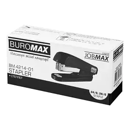 Степлер Buromax пластиковий JOBMAX, 20 аркушів, (скоби №24;26), 100 х 30 х 50 мм, чорний (BM.4214-01) - мініатюра 5