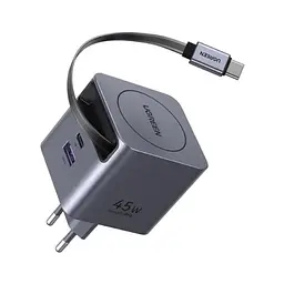 Зарядний пристрій Ugreen USB-C PD 45 Вт GaN + втягуваний кабель USB-C — USB-C (65822) - мініатюра 2