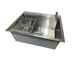 Кухонна мийка Platinum Handmade з нержавіючої сталі 3 мм прямокутна 65x50x23 см (000037436) - мініатюра 2
