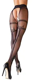 Колготки Cottelli Collection Crotchless Tights L/XL чорний - мініатюра 2