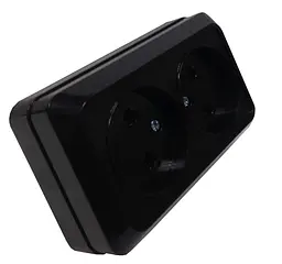 Розетка подвійна з/з накладна кераміка 16А BLACK RODINA
