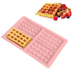 Форма силіконова для випікання вафель 28x18x1.5 см, Kitchen Master Рожевий 86200
