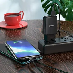 Зарядне з кабелем Мережевий зарядний пристрій Hoco C82A Real power 2USB 2.4A +Lightning - мініатюра 4
