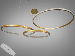 Люстра стельова LED Diasha D2490-1000+800+600G 165W, золото, регульована висота, сучасний стиль