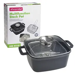 Каструля-фритюрниця Kamille KM-4218 4 л з кошиком для смаження з нержавіючої сталі (підходить для індукції) Чорний 88381 - мініатюра 3