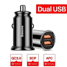Автозарядний адаптер у машину 2 порти Baseus Circular Plastic 2*USB-A 30W CCYD-A01 - мініатюра 4