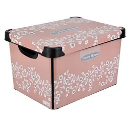 Кошик із кришкою Violet House Decor Pink Flowers, поліпропілен, 20 л (0648 DECOR POWDER FLOWER с/кр. 2) - мініатюра 2
