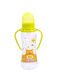 Пляшечка для годування з силіконовою соскою та ручками 0+ Baby team 250 мл Зелений