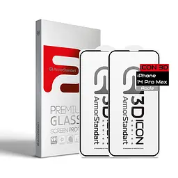 Захисне 3D скло для Apple iPhone 14 Pro, Icon 3D, загартоване, 9H, загартоване скло, повне проклеювання, протиударне, глянсове з олеофобним покриттям, на весь екран, сумісне з чохлами, проста установка, ArmorStandart (ARM65336)