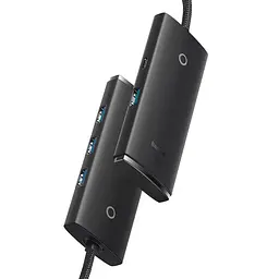 USB-Хаб Baseus Lite Series 4-in-1 (Type-C to USB 3.0*4 ) (1m) black (WKQX030401) - мініатюра 4