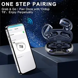 Бездротові спортивні навушники Ordtop Bluetooth 5.4 із захистом IPX8 та LED екраном - мініатюра 4