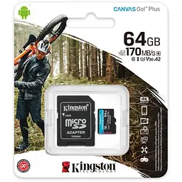 Карта пам'яті Kingston microSDXC Canvas Go! Plus 64Gb Class 10 UHS-1 U3 + SD адаптер [SDCG3/64GB] [61060] - мініатюра 6