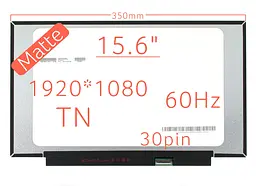 Матриця NT156FHM-N61 екран для ноутбука 15.6" TN 60Hz 1920×1080, матова, 30pin, Slim, narrow border 350mm 220 cd/m2, 45/45/20/40, 500:1 , Slim, 15.6", 1920x1080, 30pin, матова, 60Hz