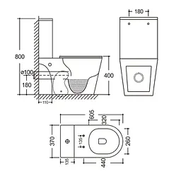 Унітаз-компакт Mixxus Bevel-0405-R 605x370x800 мм, Rimless MI6728, Білий - мініатюра 5