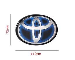 Емблема під склом Toyota Чорна із Синім Контуром 110х75 мм на скотчі (Завод) - мініатюра 2