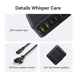 Зарядний адаптер - блок Baseus 120W E0120T EnerFill FH21 6 виходів 2U + 4C (кабель євро вилка) - мініатюра 5