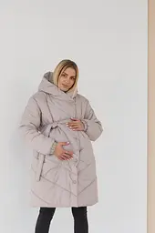 Жіноча зимова куртка з поясом для вагітних 2 в 1 водонепроникна L (46) Lullababe Світло-бежевий