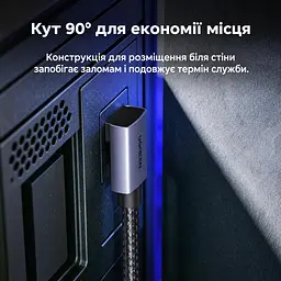 Кабель DisplayPort UGREEN DP137 2.1 кутовий 90° 16K 60 Гц 1 м чорний (85741) - мініатюра 4