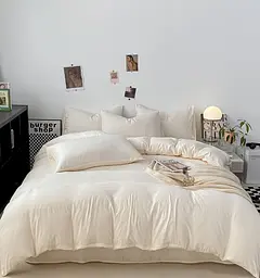 Постельное белье двуспальное Dushka Home Поликотон 21186 180х215 см молочное