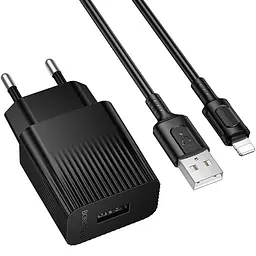 МЗП Borofone BAS71A Source 10.5W (1USB-A) + кабель USB to Lightning Black - мініатюра 2