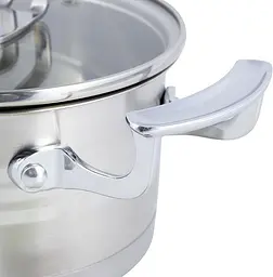Каструля індукційна Casserote із нержавіючої сталі зі скляною кришкою Kamille Ø18х10 см kuh0007837 - мініатюра 7