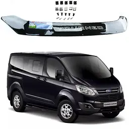 Дефлектор капоту мухобійка для Ford Transit Tourneo Custom 2012-2018 Євро Кріплення (Voron Glass) MF10512