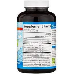 Риб'ячий жир для дітей Carlson Labs Kids Chewable DHA 100 мг 180 капсул смак апельсина (CAR-15720) - мініатюра 2