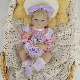 Колекційна силіконова лялька реборн reborn анатомічна дівчинка пупс з волоссям дейзі Reborn Dolls det0018897 - мініатюра 2