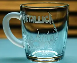 Скляна чашка 350 мл Metallica з гравіюванням кружка для фаната металу Рок-атрибутика подарунок металісту - мініатюра 3
